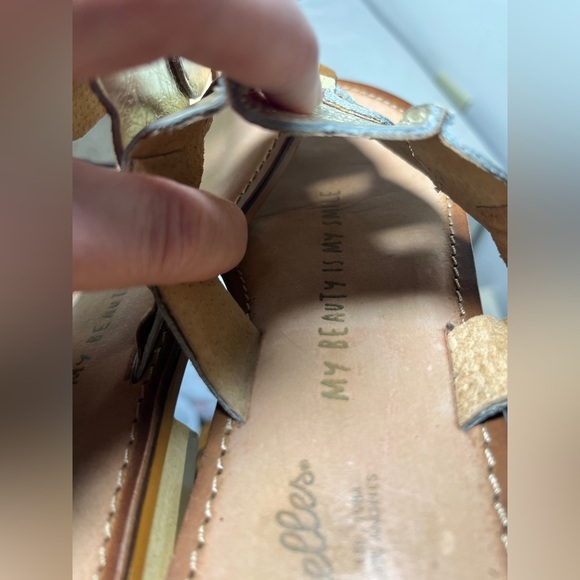 SEYCHELLES Rejuvenated Leather Gold Hearts Thong Flip Flop Sandal Size 8 - Picture 11 of 12